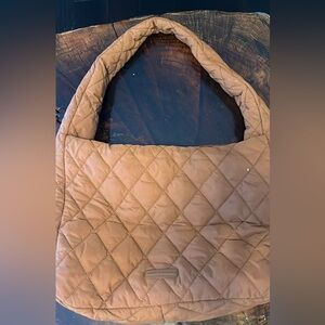 Poppy & Peonies Quilted Shoulder Bag in Tan